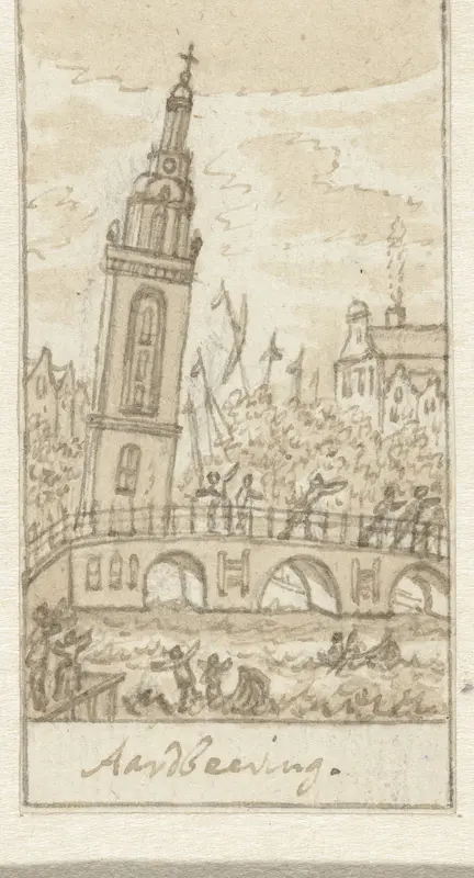 Scheefstaande Jan Roodenpoortstoren bij de aardbeving van 1692 Wall Art by Simon Fokke - High-Resolution Digital Print
