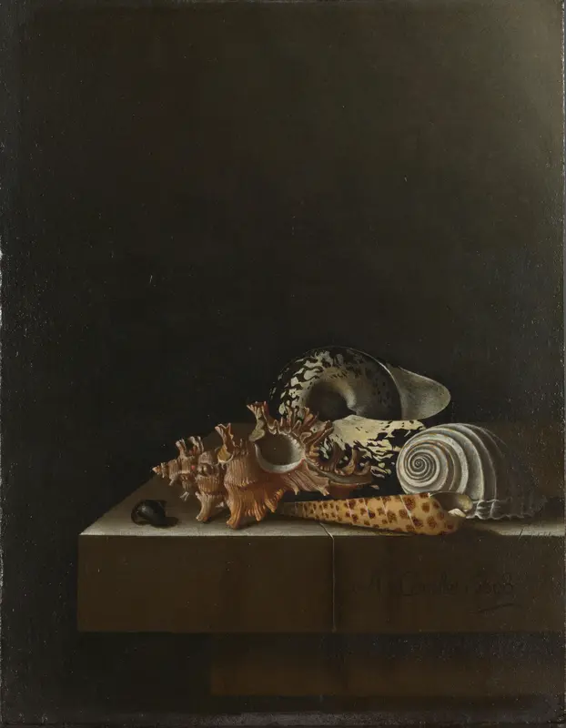 Schelpen op een stenen plint Wall Art by Adriaen Coorte - High-Resolution Digital Print