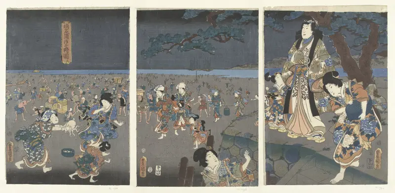 Schelpen rapen op het strand van Akashi Wall Art by Unknown - High-Resolution Digital Print