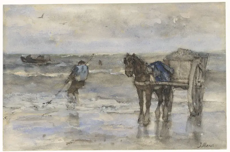 Schelpenvisser op het strand Wall Art by Unknown - High-Resolution Digital Print