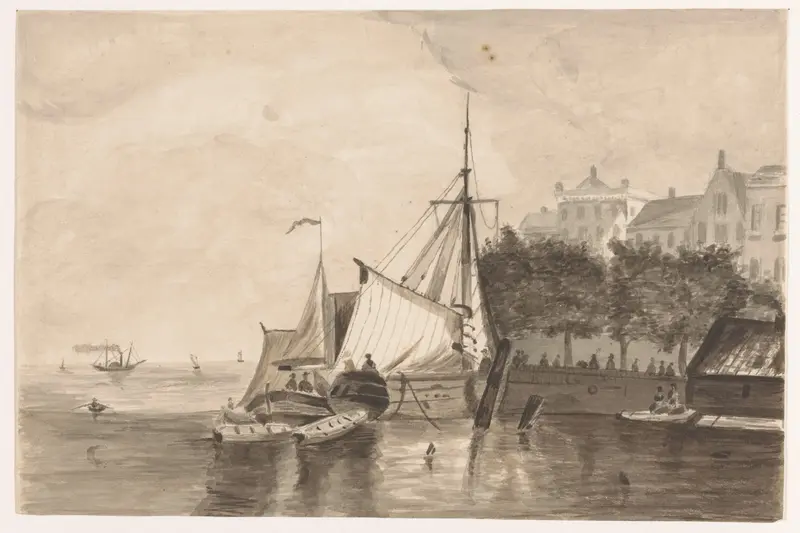 Schepen aan een kade (Rotterdam?) Wall Art by Johannes Tavenraat - High-Resolution Digital Print