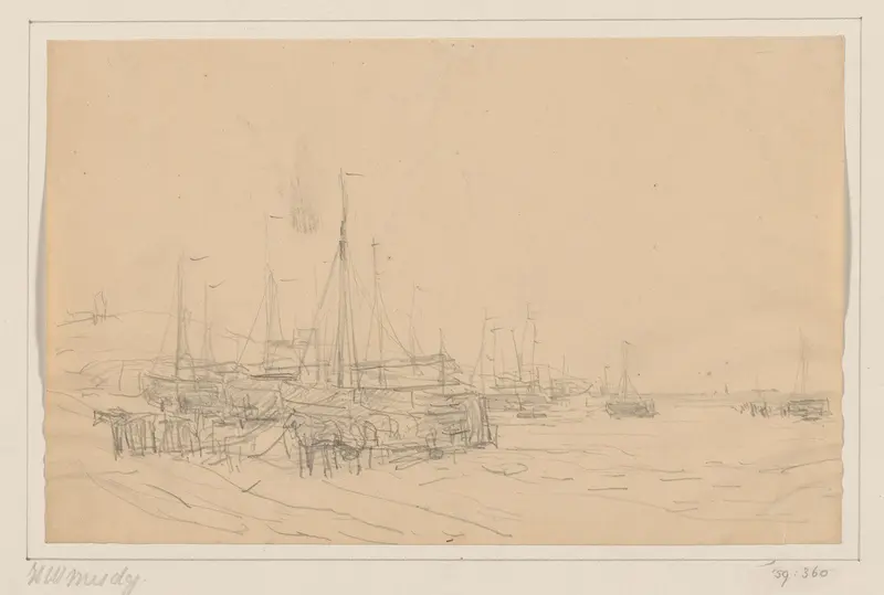Schepen aan een kade Wall Art by Hendrik Willem Mesdag - High-Resolution Digital Print