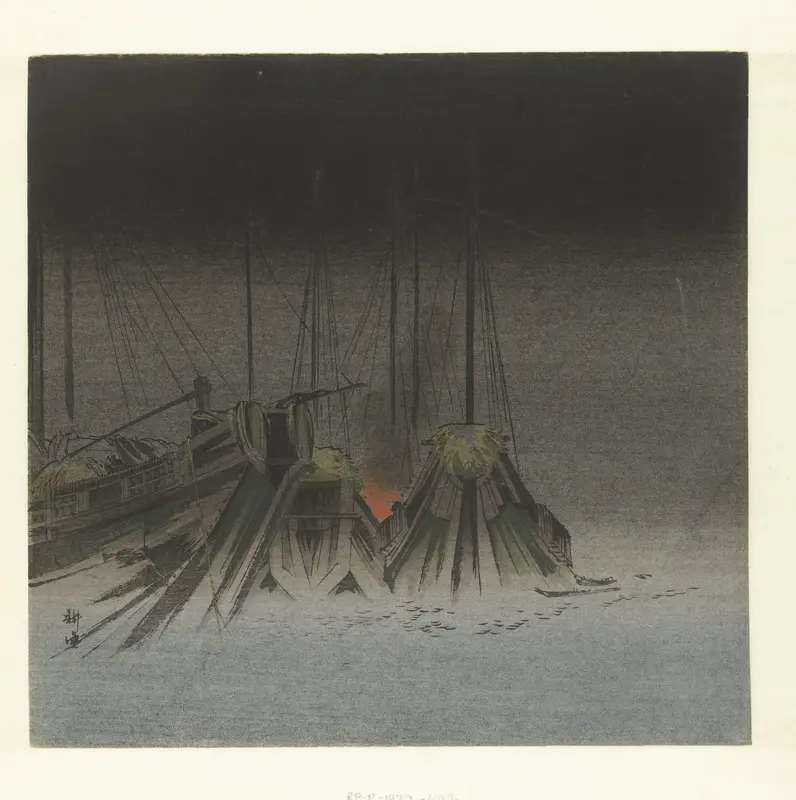 Schepen bij nacht Wall Art by Unknown - High-Resolution Digital Print