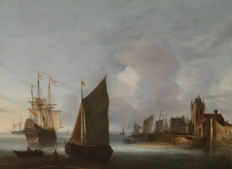 Schepen bij Zierikzee met de Zuidhavenpoort in de achtergrond Wall Art by Unknown - High-Resolution Digital Print