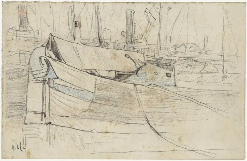Schepen in een haven Wall Art by Adolf le Comte - High-Resolution Digital Print