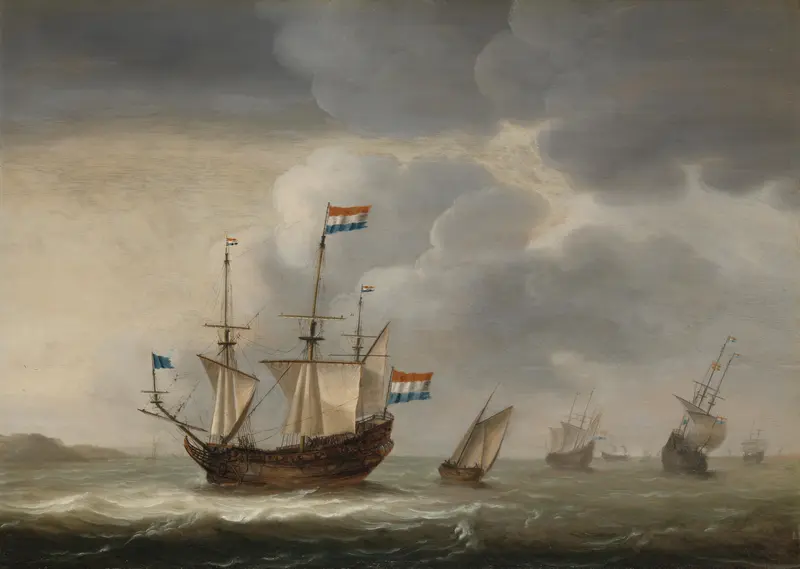 Schepen onder de kust Wall Art by Unknown - High-Resolution Digital Print