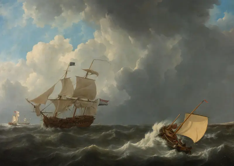 Schepen op een onstuimige zee Wall Art by Johannes Christiaan Schotel - High-Resolution Digital Print