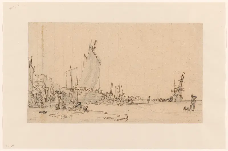 Schepen op het strand Wall Art by Johannes Christiaan Schotel - High-Resolution Digital Print
