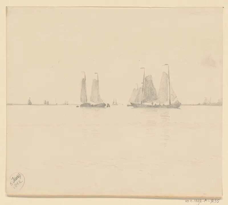 Schepen op het water Wall Art by Willem Anthonie van Deventer - High-Resolution Digital Print