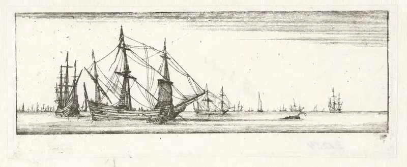 Schepen op kalme zee Wall Art by Wenceslaus Hollar - High-Resolution Digital Print