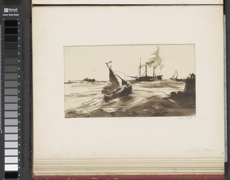 Schepen op zee bij stormachtig weer Wall Art by Louis Meijer - High-Resolution Digital Print