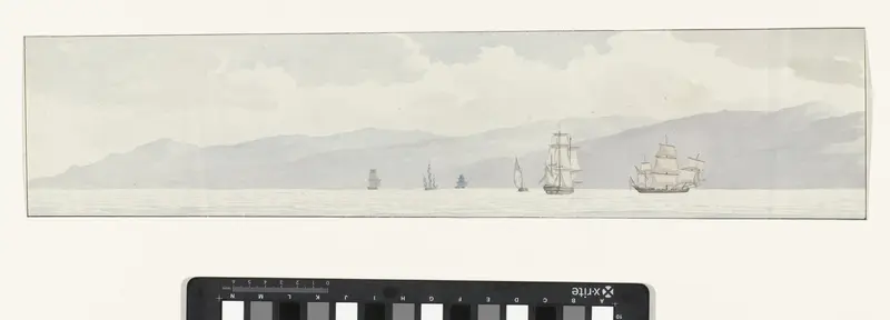 Schepen van Napolitaans escader bij kust ter hoogte van Reggio Wall Art by Louis Ducros - High-Resolution Digital Print