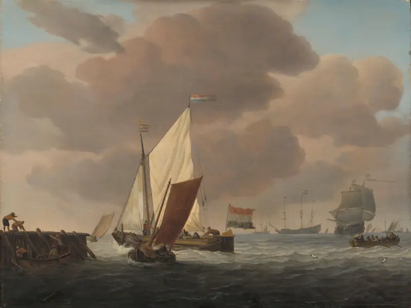 Schepen voor de kust bij flinke bries Wall Art by Willem van de Velde (II) - High-Resolution Digital Print