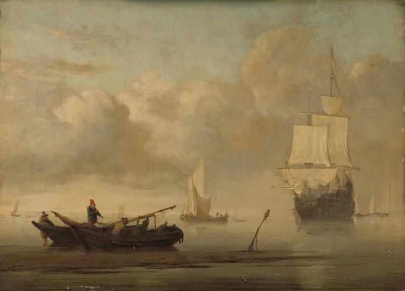 Schepen voor de kust tijdens windstilte Wall Art by Willem van de Velde (II) - High-Resolution Digital Print