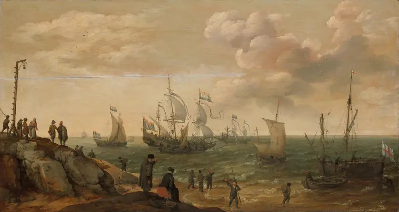 Schepen voor de kust Wall Art by Unknown - High-Resolution Digital Print