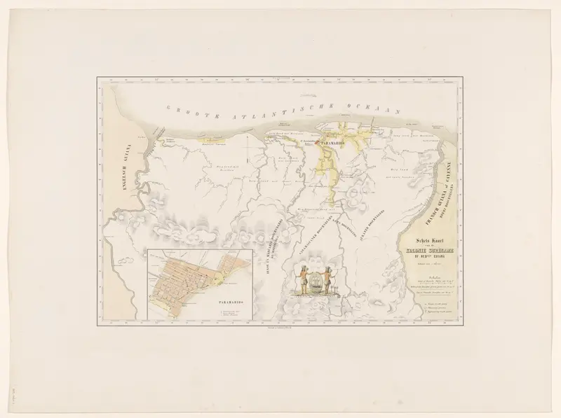 Schets Kaart van de Kolonie Suriname of Ned.sche Guiana Wall Art by Gerard Voorduin - High-Resolution Digital Print
