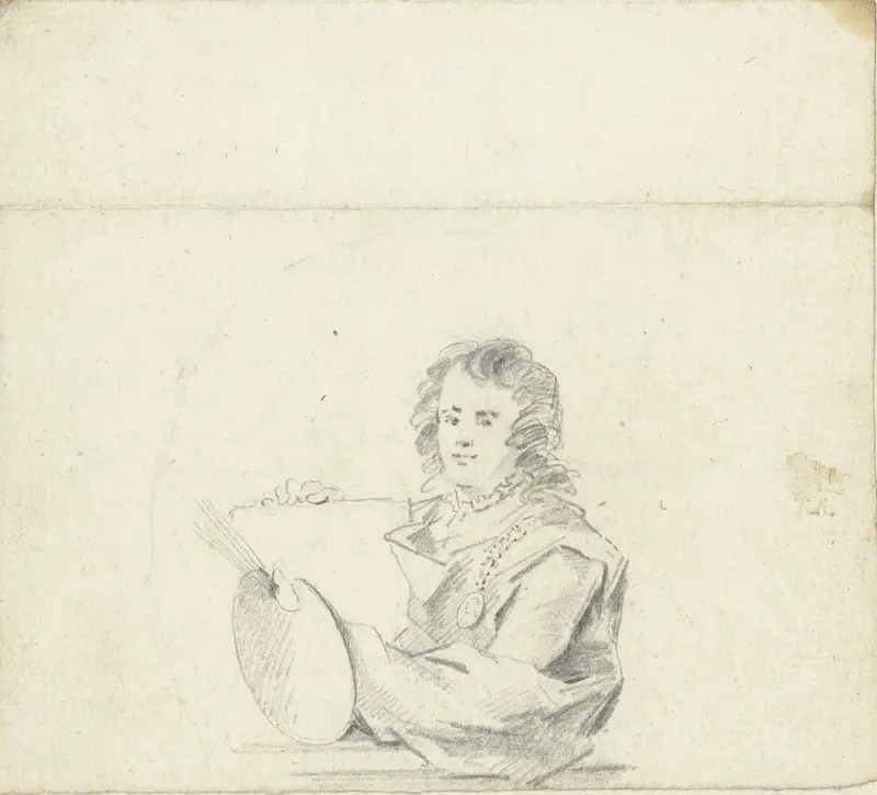 Schets naar zelfportret van Adriaen van der Werff Wall Art by Jacob Perkois - High-Resolution Digital Print