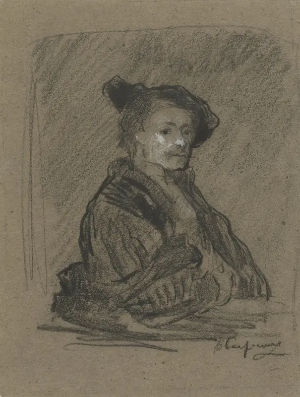 Schets naar zelfportret van Rembrandt Wall Art by Jean Baptiste Carpeaux - High-Resolution Digital Print