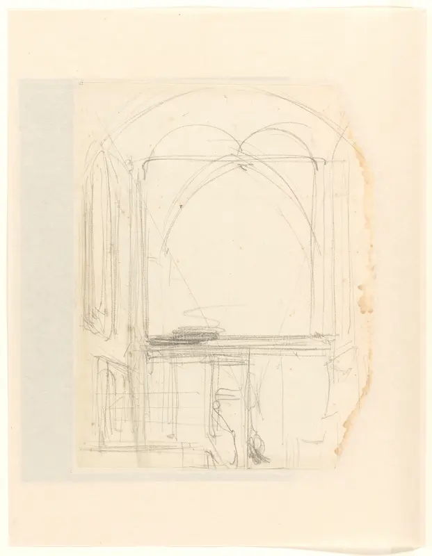 Schets van de interieur van een kerk Wall Art by Johannes Bosboom - High-Resolution Digital Print