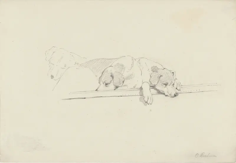 Schets van drie slapende honden Wall Art by Otto Eerelman - High-Resolution Digital Print