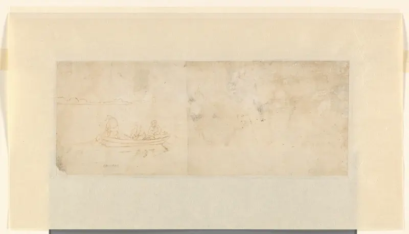 Schets van drie vissers in een roeibootje Wall Art by Unknown - High-Resolution Digital Print