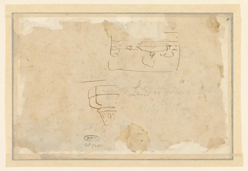 Schets van een compositie en een kapiteel Wall Art by John Varley (I) - High-Resolution Digital Print