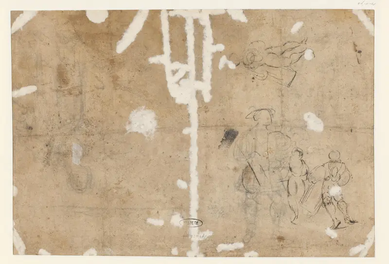 Schets van een edelman en drie tamboers Wall Art by anonymous - High-Resolution Digital Print