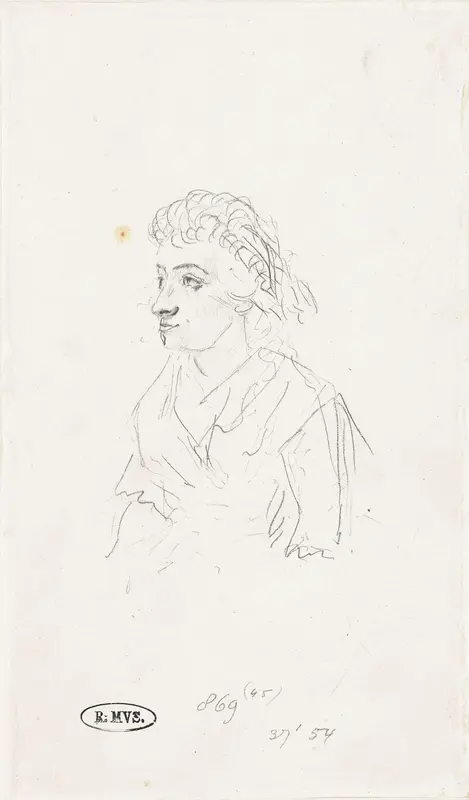 Schets van een jonge vrouw, naar links Wall Art by Taco Scheltema (I) - High-Resolution Digital Print