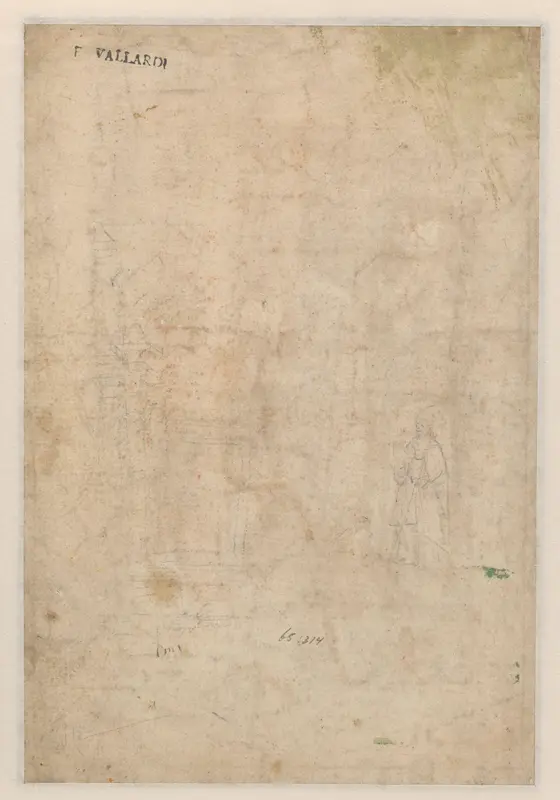 Schets van een kerkinterieur met een bisschop Wall Art by Girolamo da Santacroce (ca.1480-1556) - High-Resolution Digital Print