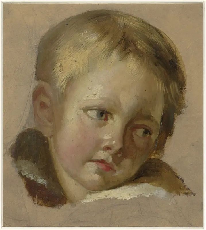 Schets van een kinderkopje met lichtblond haar Wall Art by Unknown - High-Resolution Digital Print