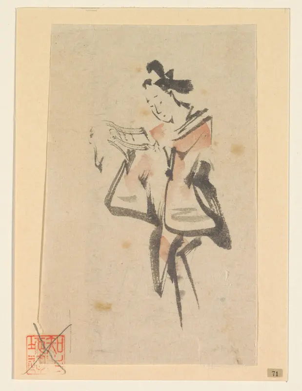 Schets van een lezende vrouw Wall Art by anonymous - High-Resolution Digital Print