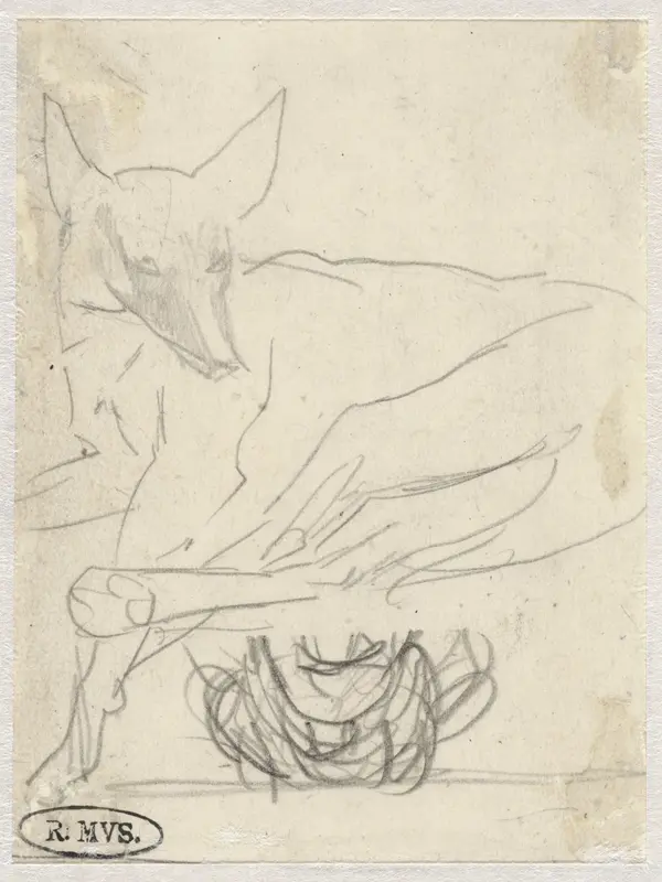 Schets van een liggende vos of hond Wall Art by Willem van Konijnenburg - High-Resolution Digital Print