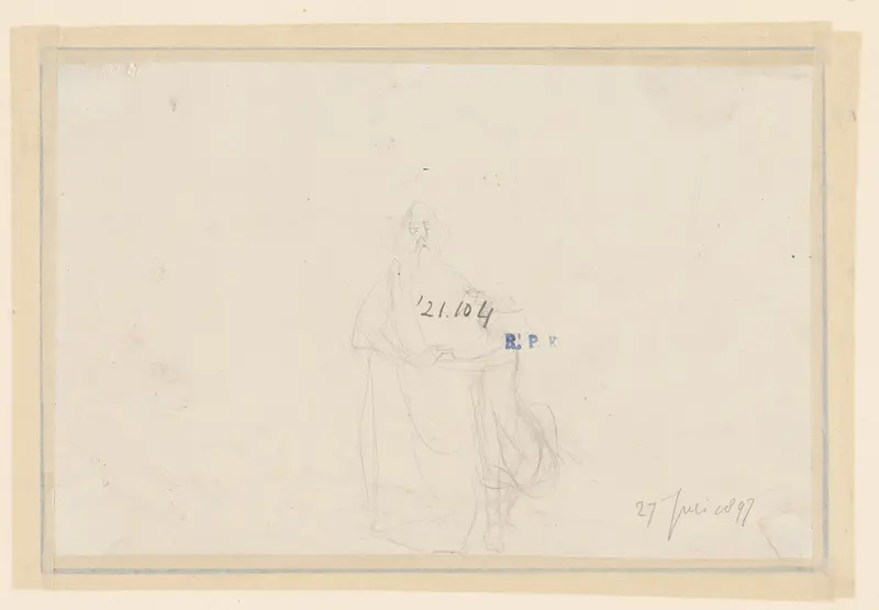 Schets van een oude blinde man, geleid door een jongen Wall Art by C. Lapine - High-Resolution Digital Print