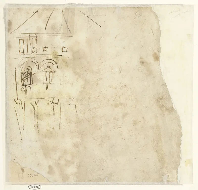 Schets van een polygonaal gebouw Wall Art by Unknown - High-Resolution Digital Print