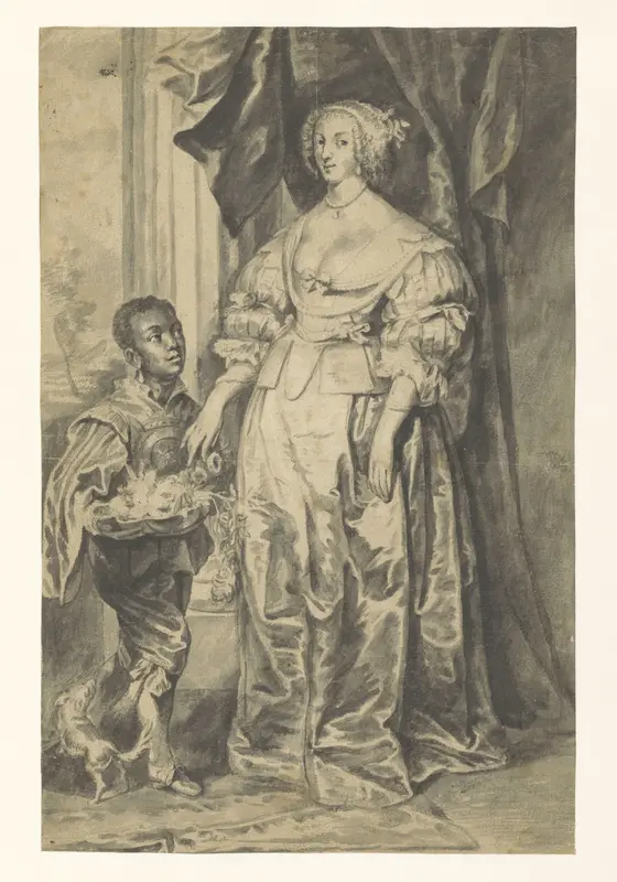 Schets van een portret van Henrietta Maria de Bourbon, koningin van Engeland Wall Art by Unknown - High-Resolution Digital Print