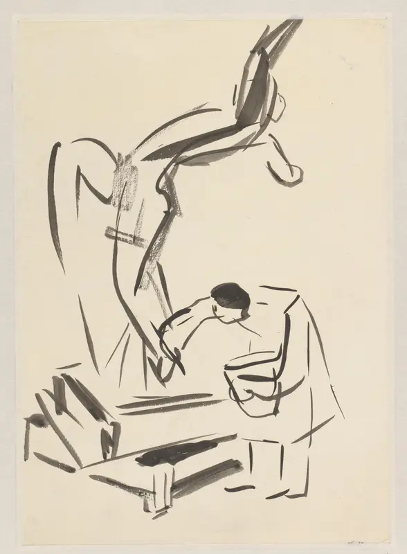 Schets van een schilder of beeldhouwer, aan het werk Wall Art by Rik Wouters - High-Resolution Digital Print