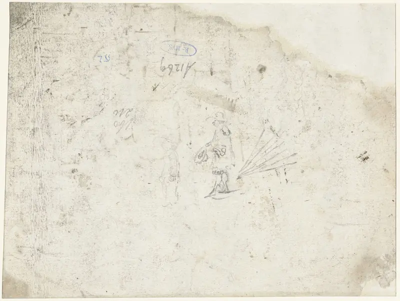 Schets van een staande man met een hoed in zijn hand Wall Art by Harmen ter Borch - High-Resolution Digital Print