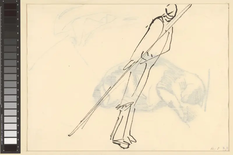 Schets van een staande man met een stok Wall Art by Rik Wouters - High-Resolution Digital Print