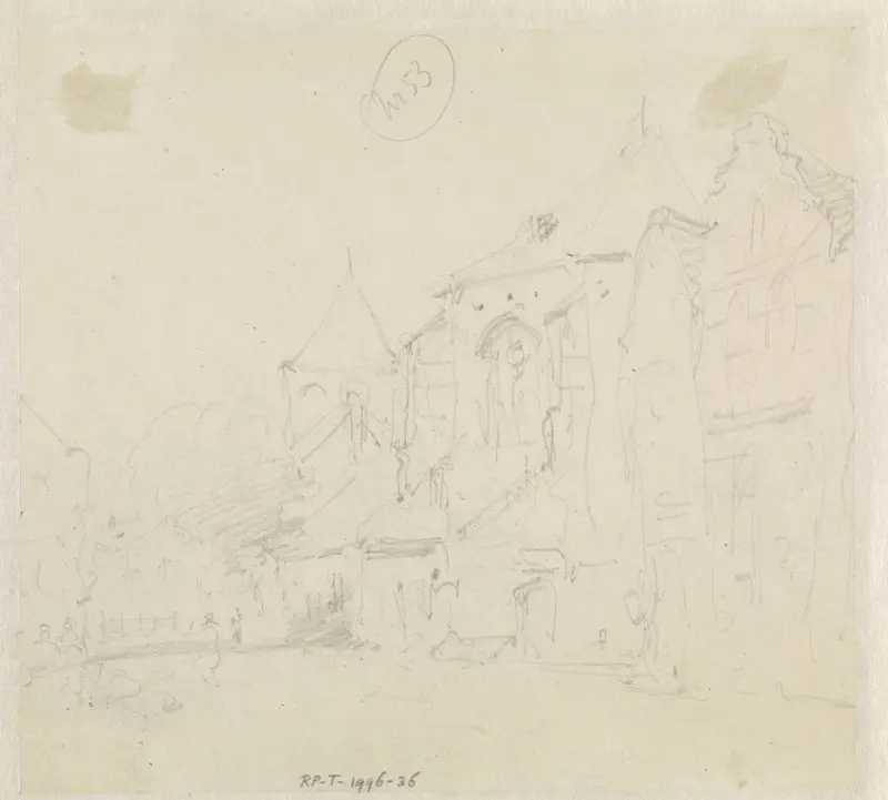 Schets van een stadsgezicht Wall Art by Adrianus Eversen - High-Resolution Digital Print