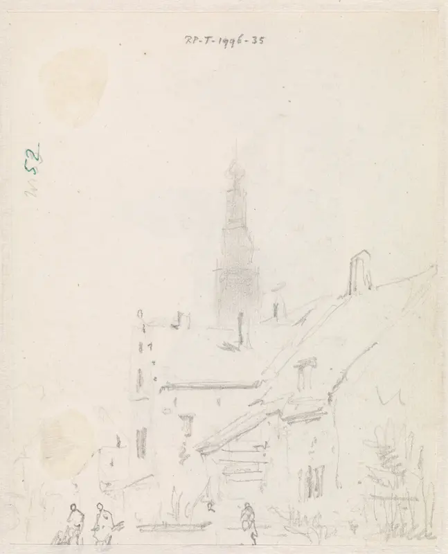 Schets van een stadsgezicht (Haarlem?) Wall Art by Adrianus Eversen - High-Resolution Digital Print
