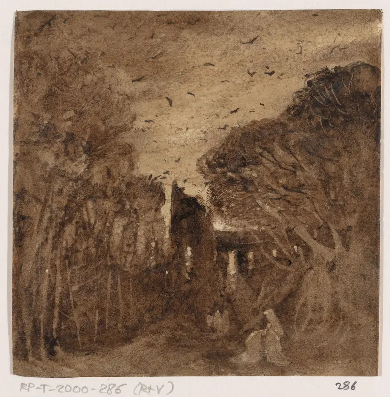 Schets van een vervallen Trappisten klooster Wall Art by Unknown - High-Resolution Digital Print
