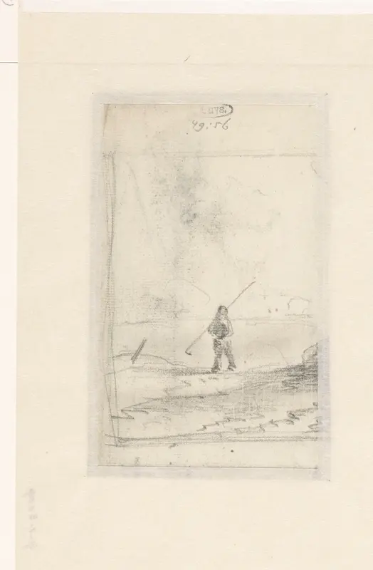 Schets van een visser aan het water Wall Art by Andreas Schelfhout - High-Resolution Digital Print
