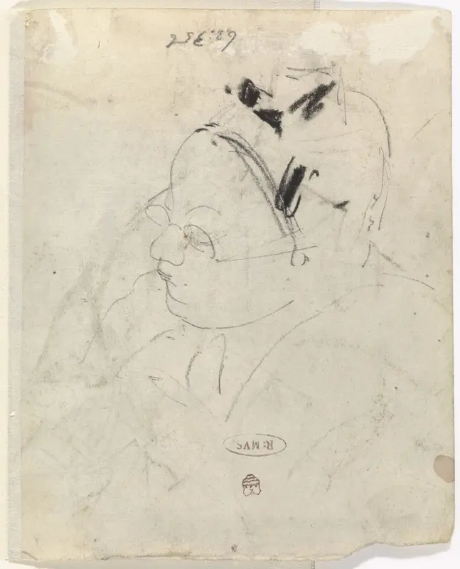 Schets van een vrouw met een bril en een kapje Wall Art by Gerrit Willem Dijsselhof - High-Resolution Digital Print