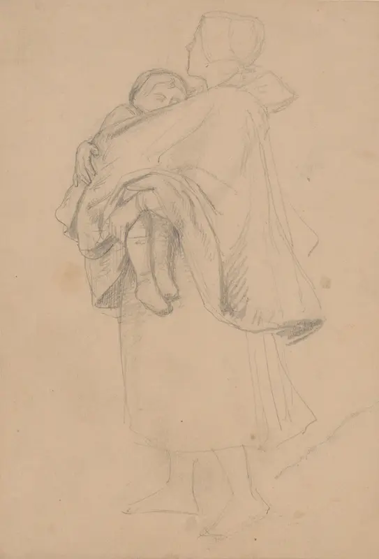 Schets van een vrouw met kind in de armen Wall Art by Philip Sadée - High-Resolution Digital Print