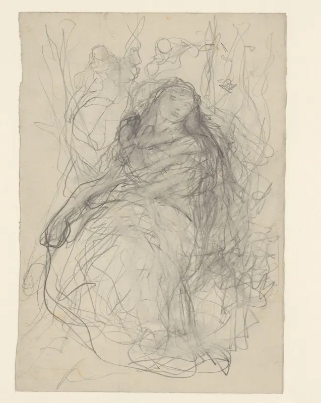 Schets van een vrouw met vlinders Wall Art by Matthijs Maris - High-Resolution Digital Print