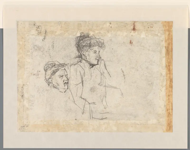 Schets van een vrouw ten halven lijve en van een vrouwenkop Wall Art by Gerrit Willem Dijsselhof - High-Resolution Digital Print