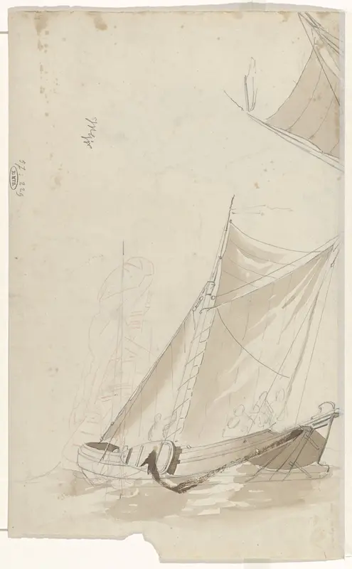 Schets van een zeilende schuit Wall Art by Willem Gruyter jr. - High-Resolution Digital Print