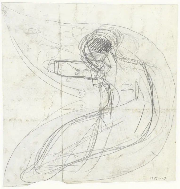 Schets van een zittende figuur in een halve cirkelvorm Wall Art by Richard Nicolaüs Roland Holst - High-Resolution Digital Print