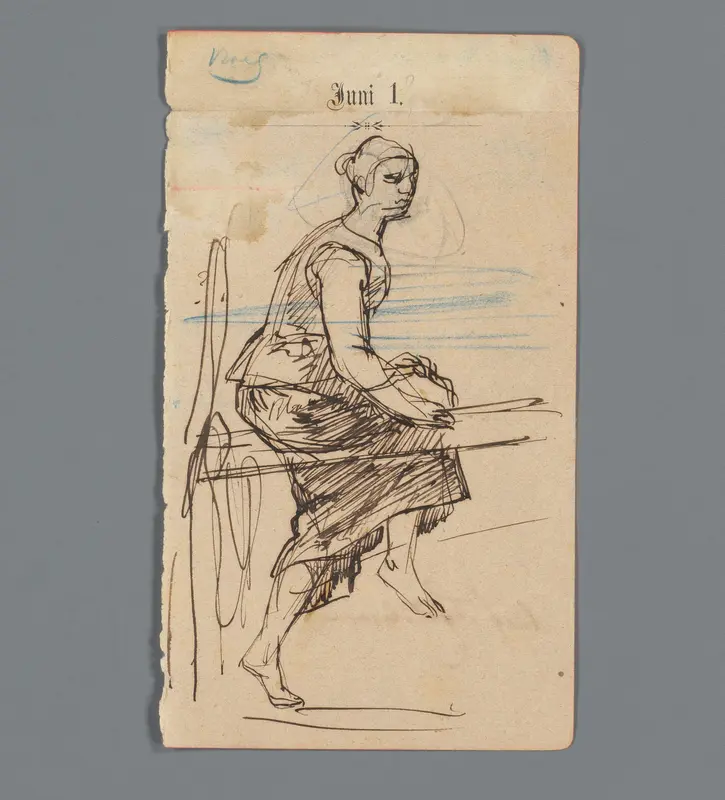 Schets van een zittende vrouw Wall Art by August Allebé - High-Resolution Digital Print