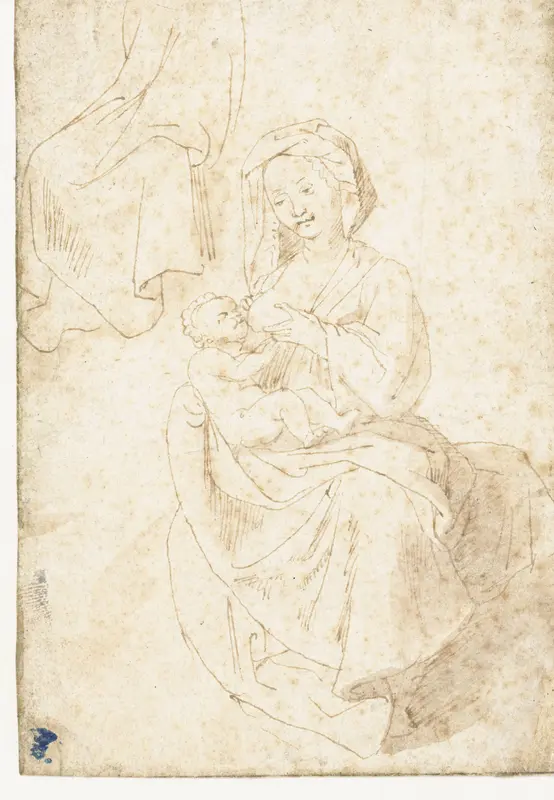 Schets van een zittende, zogende Madonna Wall Art by Peter Paul Rubens - High-Resolution Digital Print